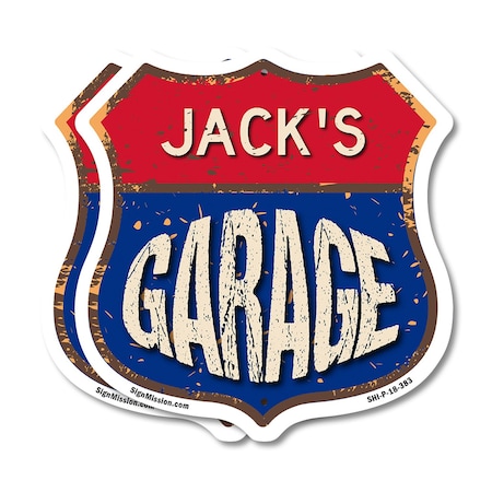 Signmission Jack's Garage, 18 inch X 18 inch, Plastic Sign, 2PK SHI-P-2PACK-18-383-JACK