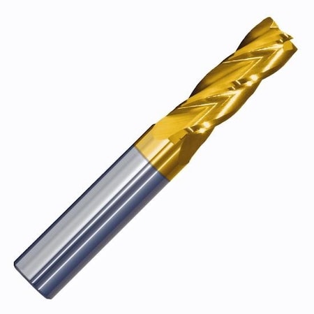 Monster Tool 4 Flute Regular Length End Mill, Single End Square, 9/64in diameter, TiN Finish 206-001071