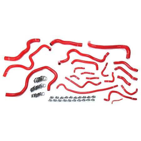 Hps Performance High Temp Reinforced Silicone Radiator and Heater Coolant Hose Kit, Red,  57-1608-RED