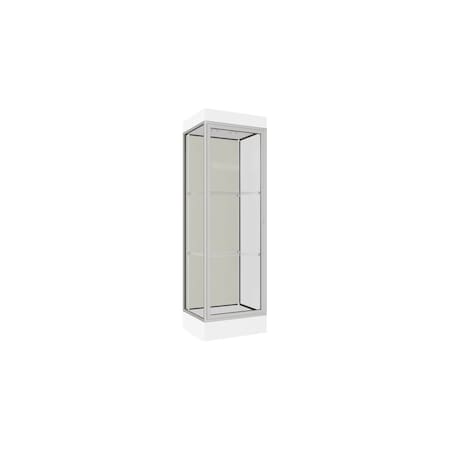 Ghent Lighted Floor Display Case 24x76x20, 6" Base, Satin 91LFWH-SN-WHT