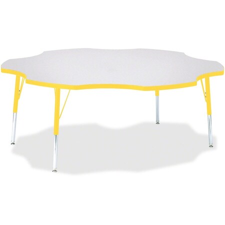 Jonti-Craft Berries Six Leaf Activity Table, 60 in., E-height, Freckled Gray/Yellow/Gray 6458JCE007