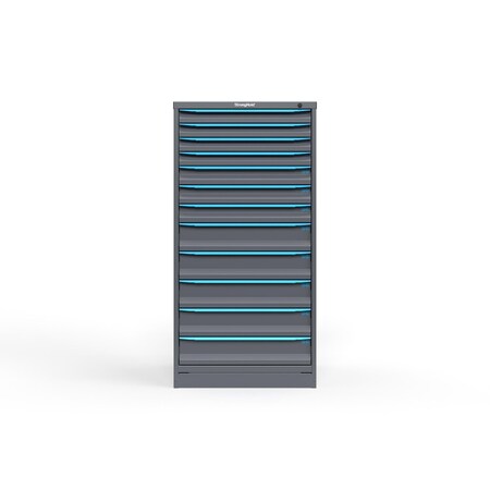 Strong Hold 12 drawer cabinet - (4x 2ft, 3x 3ft, 5x 5ft) - Blue accents - Keyed Alike S3060-PPAAS-1201FS