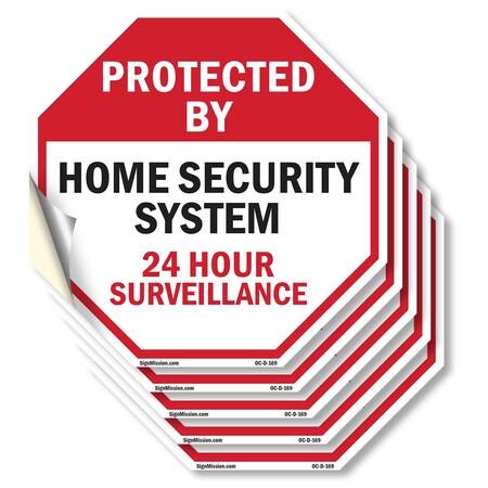 Signmission Protected By Home Security System 2, 6 inch X 6 inch, Vinyl Decal, 5PK OC-D-5PACK-6-169