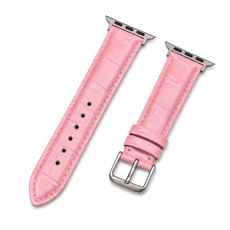 Elegani Alligator-Embossed Leather Watch Replacement Band Compatible with Apple Watch 41mm, Pink LSHQ-PNK-41mm