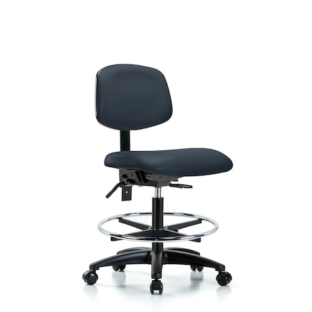Blue Ridge Ergonomics Chair, Vin, Med Bench, Tilt CF Casters, Nav, No Arms, 22" to 29" Height, Imperial Blue BR-VMBCH-RG-T1-A0-CF-RC-8582