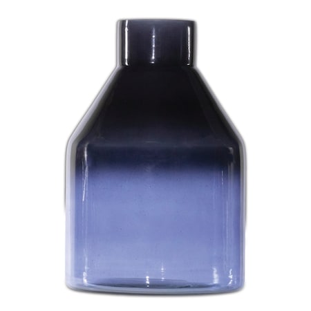 Homeroots 7" Blue Ombre Glass Cylinder Table Vase 632639