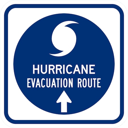 Lyle Hurricane Evacuation Route With Ahead Arrow, 12x12, Engineer Grade, White G-2296-EG_12x12