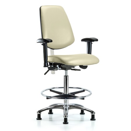 Blue Ridge Ergonomics Clean Room Chair Vin Hi Ben Chair, Med, Bk, Gld Wht, CL100, Adjustable Arms, 26" to 35-1/2" Height BR-NCR-VHBCH-MB-CR-T0-A1-CF-RG-8501