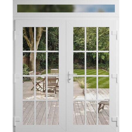 Vdomdoors Front Exterior Prehung Metal-Plastic Double Doors Clear Glass / MANUX 8355 White Silk / Office Comm MANUX8355DEXD-WS-W72xH80+16-LH-I