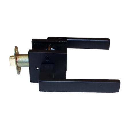 Emtek Dumont Lever Right Hand 2-3/8 in Backset Privacy w/Square Rose for 1-1/4 in to 2 in Door Flat Black 5210DTUS19RH