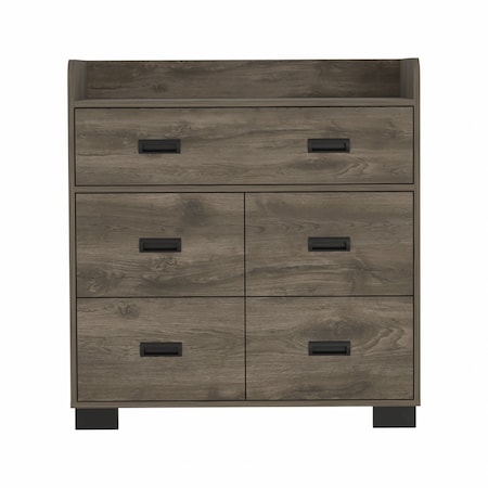 Homeroots 33" Dark Brown Manufactured Wood Five Drawer Dresser 477763