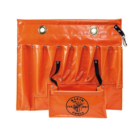Klein Tools Tool Apron, Orange vinyl 8 Pockets, Orange, vinyl, 8 Pockets 51828