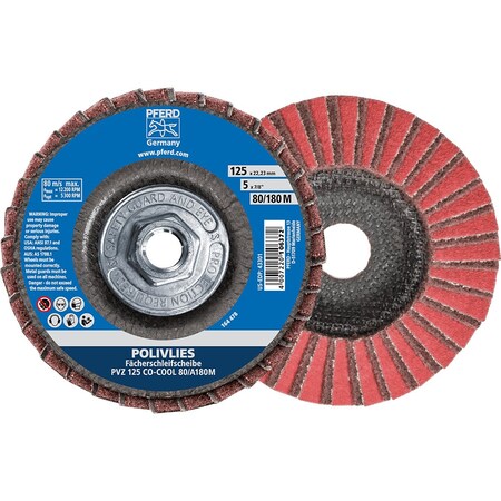Pferd 5'' POLIVLIES CO-COOL Flap Disc - 5/8-11 Thread - 80 grit, Medium Grade 43313