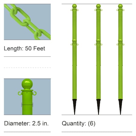 Mr. Chain Safety Green Medium Duty Ground Poles and Chain Kit 70414-6