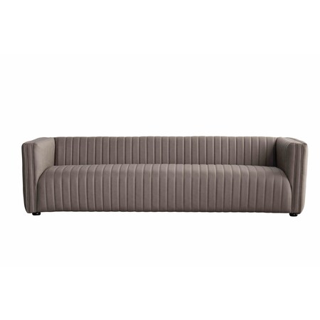 Homeroots 98" Light Brown Fabric Solid Wood Sofa 674613