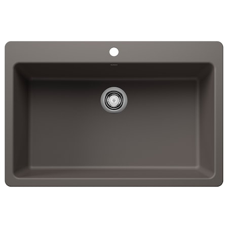 Blanco Liven SILGRANIT 33in Super Single Dual Mount Kitchen Sink - Volcano Gray 443200