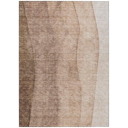 Homeroots 10' X 14' Brown And Beige Ombre Washable Indoor Outdoor Area Rug 581803