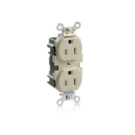 Leviton Lev-Lok Commercial Grade Duplex Receptacle, 15 Amp, 125 Volt M5262-SI