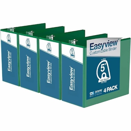Davis Group Easyview Premium, Angle D Ring, Customizable, View Binder, (Green, 5"), PK4 8407-04-04