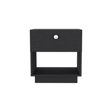 Homeroots 20" Black Wood One Drawer Nightstand 526156