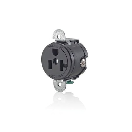 Leviton Single Receptacle Outlet, 20A, Black, 125V 5558-SS