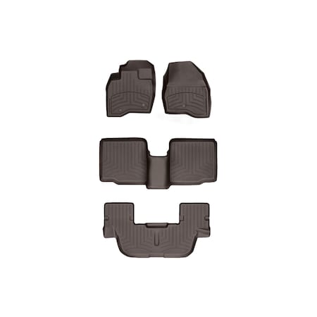 Weathertech Cocoa Front & Rear & Rear FloorLiner HP, 2020 - 2025 Lincoln Aviator 471576-1-2-3IM