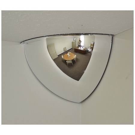 Fred Silver Quarter Dome Safety Mirror, Polycarbonate, 26 in, No Backing, Round, 90  Degrees Viewing Angle PC-QD-26