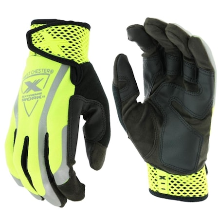 West Chester Protective Gear 813-89308-M Extreme Work Vizx Safety Gloves, Green - Medium 813-89308/M