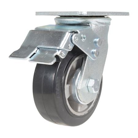 Vestil Rubber Swivel With Total Brake Caster 5 In. Diameter x 2 In. Width 661 lb Dark Black/Gold CST-VE-5X2MRA-SWTB