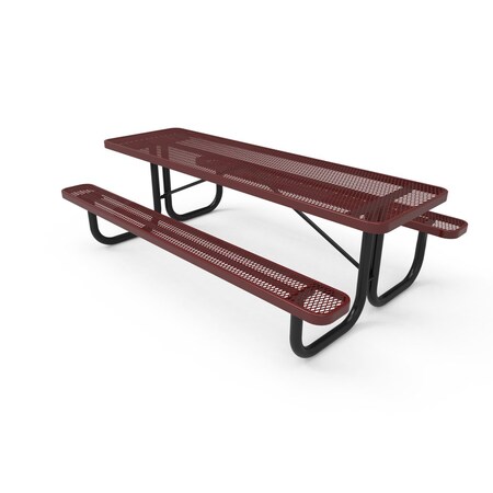 Mytcoat 8ft Rectangular Portable Outdoor Table, Red, Seats 8, Expanded Metal, Textured Coating 804061
