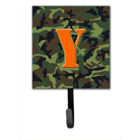 Micasa Letter Y Initial Monogram - Camo Green Leash Holder Or Key Hook MI10822
