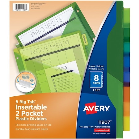 Avery DIVIDERS, INSERT, 8TAB, DBLPKT 11907