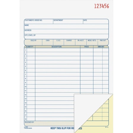 Adams 2-Part Sales Book, 7 15/16 X 5 9/16, Carbonless, 50 Sets/book DC5805