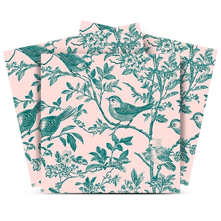 Homeroots 4" x 4" Green And Pink Vinyl Arabesque Peel And Stick Removable Tiles 571220