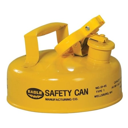 Eagle Mfg Type I Safety Can, Galvanized Steel, 2 qt, 9 in Dia., Self-Closing Lid, Yellow, Diesel UI4SY