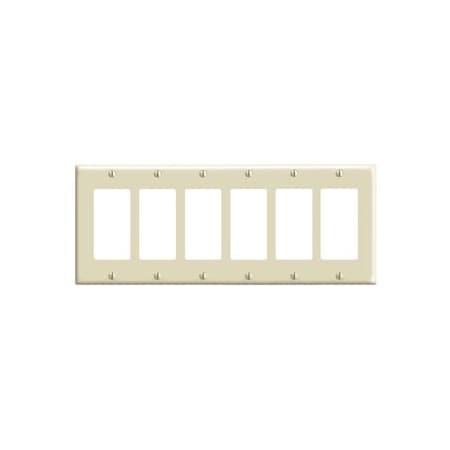 Leviton Decora Wallplate, Standard Size, Gang 6, Ivory 80436-I