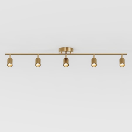 Vidalite Shura Brushed Brass 5-Light Track Light with Rotatable Heads, Integrated LED, 3000k, 2450 Lmn CE1009074