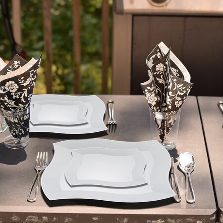 Smarty Had A Party White Wave Plastic Dinnerware Value Set (120 Dinner Plates + 120 Salad Plates), 240PK 7900VP-CASE