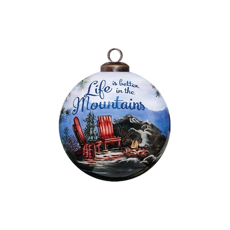 Homeroots Scenic Life is Better in the Mountains Hand Painted Mouth Blown Glass Ornament 477538