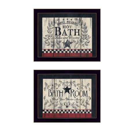 Homeroots Set Of Two Hot Bath 9 Black Framed Print Bathroom Wall Art, 2PK 405912