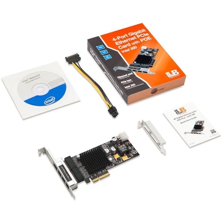 Siig SIIG 4 Port Gigabit Ethernet with POE PCIe Card - Intel 350 - PCI Express Card LB-GE0811-S1