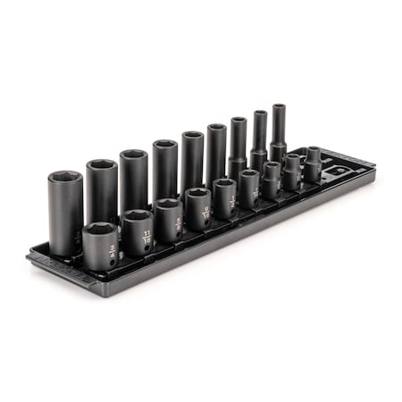 Tekton 3/8 in Drive Impact Socket Set, SAE, 18 pcs SID91208