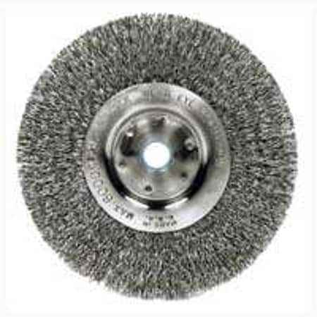 Weiler Wire Wheel Brush, 6 in Dia, 1/2 in Arbor/Shank, Steel Bristle 36407