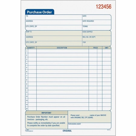 Tops Business Forms Tops Purchase Order Book, 3-Part, Carbonless, 5-9/16" x 7-15/16", 50 Sets/Pack 46141