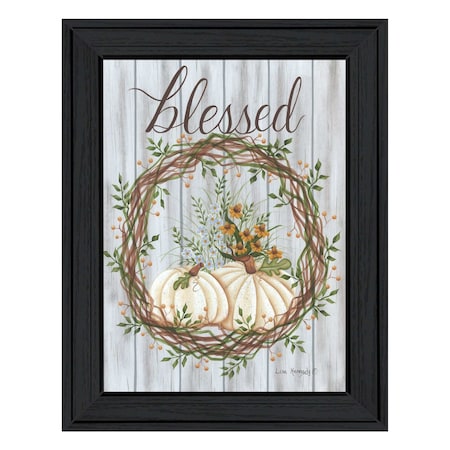 Homeroots Blessed Wreath Black Framed Print Wall Art 529981