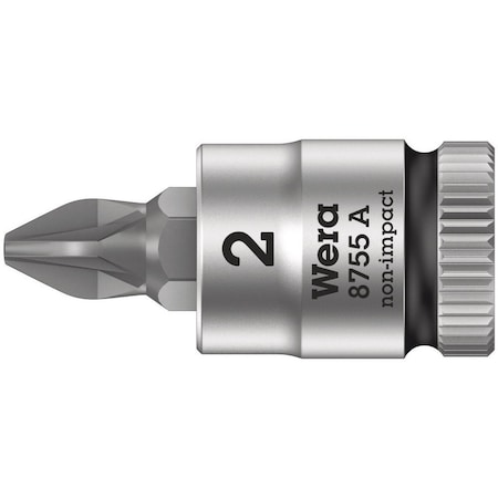 Wera 8755 A Pozidriv Zyklop bit socket, 1/4 in drive, PZ 2 x 28 mm 5003354001