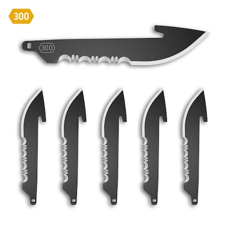Outdoor Edge Cutlery 3.0" DROP-POINT W/ SERRATIONS BLADE PACK, Tumbled, 6PK RRS30K-6C