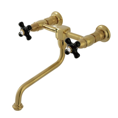 Kingston Brass Double-Handle Wall Mount Bathroom Faucet, Brushed Brass KS1217PKX