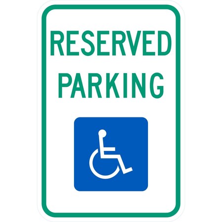 Lyle R7-8, Reserved Parking (Handicap Symbol) No Arrow, No Space, 12x18, Diamond Grade, White G-3063-DG_12x18