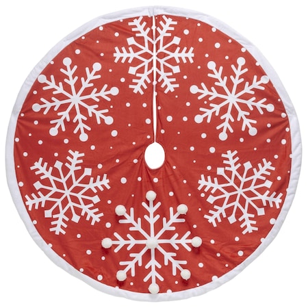 Dyno Red/White Large Snowflake Printed Tree Skirt 2488428-1AC